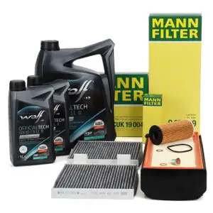 MANN Filterset 3-tlg + 7L WOLF 5W30 C3 LL III Motoröl BMW X3 F25 X4 F26 xDrive30/35d N57