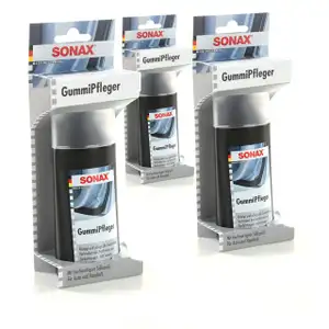 3x 100ml SONAX 340000 GummiPfleger mit hochwertigem Silikonöl für Auto+Haushalt