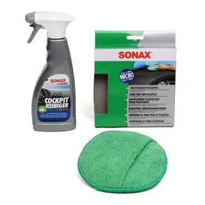 SONAX Xtreme CockpitReiniger Matteffect + Microfaser Pflege Pad Schwamm