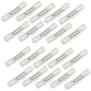 20x Leitungsverbinder Kabelverbinder Stoßverbinder RUND KLAR / SILBER 0.35-0.5mm