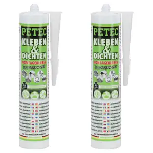 2x 290ml PETEC 94929 Kleben & Dichten Montagekleber Kleber elastisch TRANSPARENT