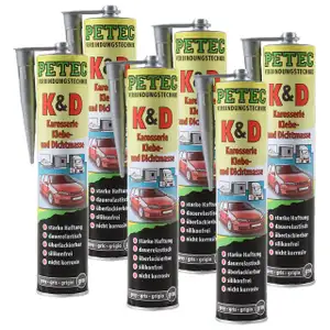 6x 310ml PETEC 94630 K&D Karosseriekleber Dichtmasse Klebemasse GRAU