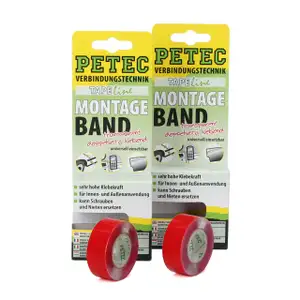 2x PETEC 87192 Montageband doppelseitig klebend transparent 2mx19mmx0,2mm