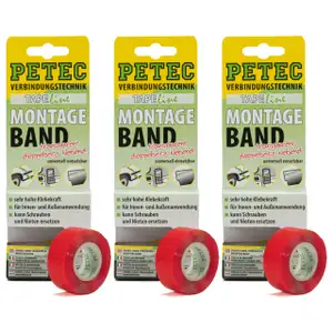 3x PETEC 87192 Montageband doppelseitig klebend transparent 2mx19mmx0,2mm