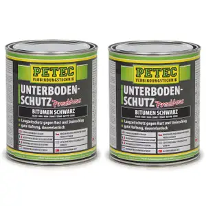 2x 1000ml 1 Liter PETEC 73100 Unterbodenschutz Pinseldose BITUMEN SCHWARZ