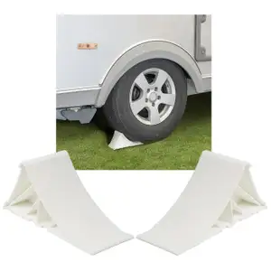 2x PROPLUS Unterlegkeil Hemmschuh Bremskeil + Halter für Anhänger Wohnwagen WEISS