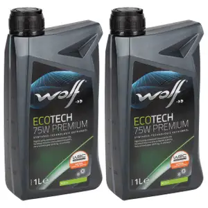 2L 2 Liter WOLF ECOTECH 75W PREMIUM Getriebeöl Schaltgetriebeöl API GL-4+