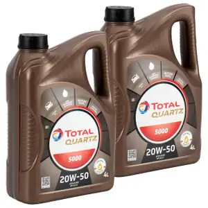 8L TOTAL QUARTZ 5000 20W-50 Motoröl Öl MB 229.1 PSA B712295 VW 501.01/505.00