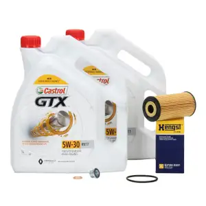 10L CASTROL GTX 5W-30 RN17 Motoröl + HENGST Ölfilter FIAT MERCEDES NISSAN OPEL RENAULT