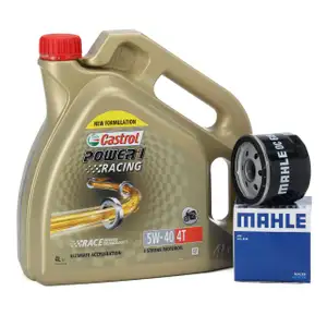 4L CASTROL POWER 1 RACING 4T 5W-40 MOTORRAD Motoröl + MAHLE OC619 Ölfilter