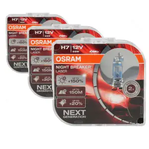 6x OSRAM Glühlampe H7 NIGHT BREAKER LASER 12V 55W PX26d next Generation +150%