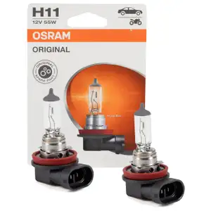 2x OSRAM 64211-1BL H11 ORIGINAL LINE Halogenlampe 12V 55W PGJ19-2