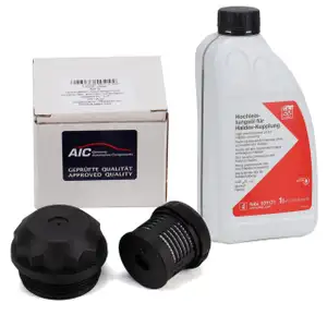 AIC Ölfilter Haldex Kupplung + 1L FEBI Haldex-Öl für VAG ALLRAD QUATTRO