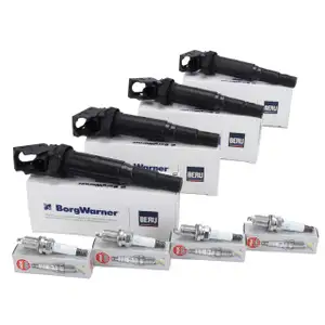 4x BERU Zündsple + 4x NGK Zündkerze BMW E81-88 E46 E90-93 X1 E84 X3 E83 N45 N46