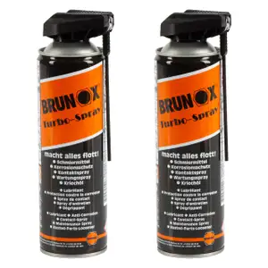 2x 500ml BRUNOX Turbo Spray Multifunktionsöl Rostlöser Kriechöl Schmieröl Pflegeöl