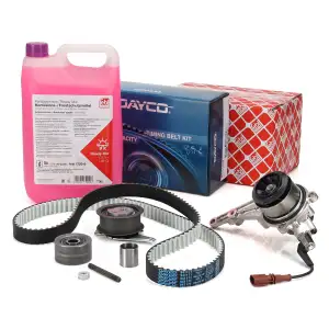 DAYCO Zahnriemensatz + FEBI Wasserpumpe + 5L Frostschutz VW Golf 8 Passat B8 B9 2.0 TDI