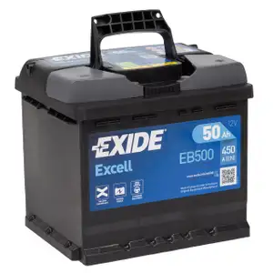 EXIDE EB500 EXCELL Autobatterie Batterie Starterbatterie 12V 50Ah EN450A