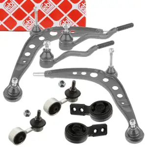 2x FEBI Querlenker + Lager + Koppelstange + Spurstangenkopf BMW E30 316-323i vorne unten