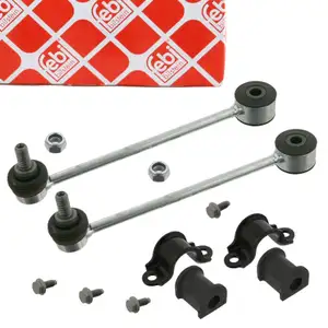 2x FEBI Koppelstange + Stabilisatorlager 19mm + Halterung VW Caddy 3 hinten