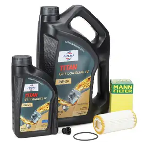 5L FUCHS TITAN 0W-20 Motoröl + MANN Ölfilter VW Golf 7 8 Passat B8 Tiguan 1.8/2.0 TSI