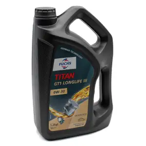 5L 5 Liter FUCHS Motoröl Öl TITAN GT1 LONGLIFE III 0W-30 0W30 VW 504.00/507.00