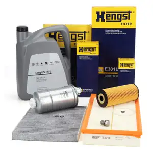 HENGST Filterset 4-tlg + 5L ORIGINAL 0W30 Motoröl VW Golf 4 Bora A3 Leon Octavia 1.9 TDI