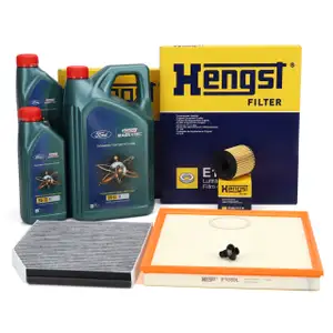 HENGST Filterset 3-tlg + 7L CASTROL 5W30 A5 Motoröl FORD Tourneo / Transit Custom 2.2 TDCi