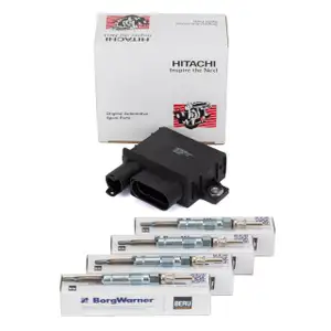 HITACHI Steuergerät Glühzeit + 4x BERU Glühkerze BMW E87 E46 E90 E91 E60 E61 X3 E83 M47