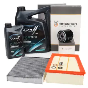 HIRSCHER Filterset 3-tlg + 6L WOLF 5W30 C4 RENAULT Megane 4 Scenic 4 Talisman 1.5 dCi