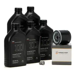 5 Liter ORIGINAL AUDI Motoröl Longlife 3 FE 0W30 + HIRSCHER Ölfilter 04E115561H