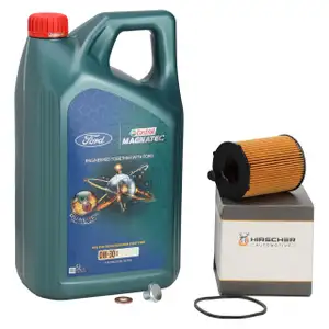 5L CASTROL MAGNATEC D 0W-30 Motoröl + HIRSCHER Ölfilter FORD 1.4/1.5/1.6 TDCi 1359941