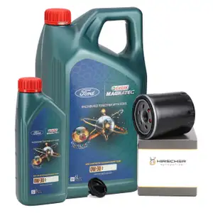 6L CASTROL MAGNATEC 0W-30 D Motoröl + HIRSCHER Ölfilter FORD Focus 3 Mondeo 5 2.0 TDCi