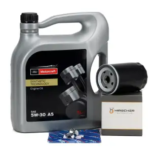 5L MOTORCRAFT 5W30 A5 Motoröl + HIRSCHER Ölfilter FORD Escort Fiesta Focus Mondeo 1.3-2.3