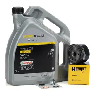 5L CASTROL GTX RN-SPEC 5W30 RN720 + HENGST Ölfilter RENAULT DACIA NISSAN OPEL