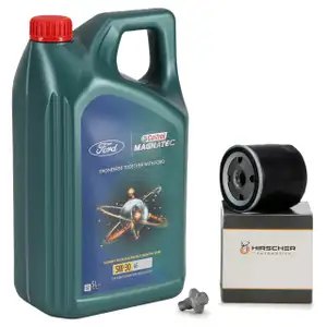 5L CASTROL 5W30 A5 Motoröl + HIRSCHER Ölfilter FORD Fiesta Focus Mondeo S-Max 1.25-1.6