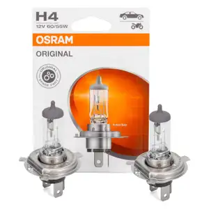 2x OSRAM Halogenlampe H4 ORIGINAL LINE 12V 60/55W P43t 64193-01B