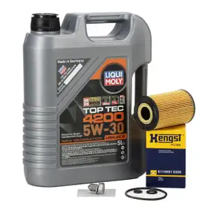 5L LIQUI MOLY Motoröl Öl TOP TEC 4200 5W30 HENGST Ölfilter AUDI SEAT SKODA VW 1.6/2.0 TDI