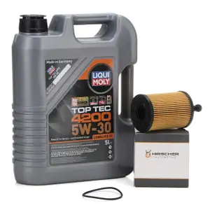 5L LIQUI MOLY 3707 TOP TEC 4200 5W30 Motoröl + HIRSCHER Ölfilter für VAG 1.2-2.5 TDI