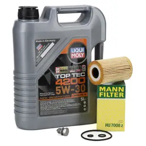 5L LIQUI MOLY 3707 TOP TEC 4200 5W30 NEW GEN Motoröl + MANN Ölfilter AUDI VW 1.6/2.0 TDI