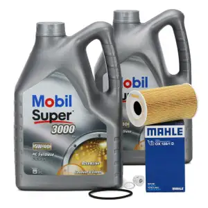 10L Mobil SUPER 3000 X1 5W40 Motoröl Öl + MAHLE Ölfilter für PORSCHE 99610722553