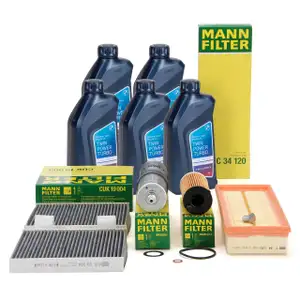 MANN Filterset 4-tlg + 5L ORIGINAL 5W30 Motoröl BMW X3 F25 X4 F26 18d 20d B47