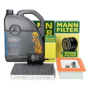 MANN Filterset 4-tlg + 5L ORIGINAL 5W40 MB 229.5 Motoröl SMART ForFour ForTwo (453) 1.0