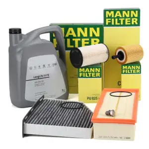 MANN Filterset 4-tlg + 5L ORIGINAL 0W30 Motoröl VW Golf 6 Passat B6 Tiguan 1.9/2.0 TDI