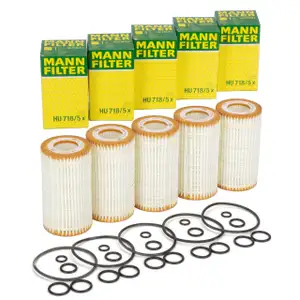 5x MANN HU718/5X Ölfilter + Dichtung MERCEDES W202 W203 W204 M112 M113 M272 0001802609