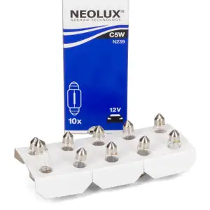 10x NEOLUX N239 Glühlampe Halogenlampe Sockelglühlampe C5W 12V 5W SV8,5-8