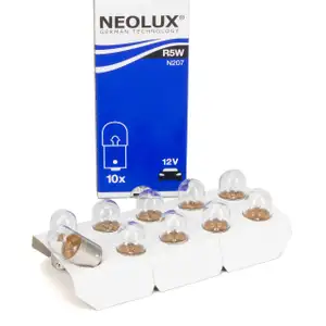 10x NEOLUX N207 Glühlampe Halogenlampe Sockelglühlampe R5W 12V 5W BA15s