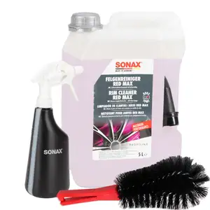 5L SONAX RED MAX Felgenreiniger Rim Cleaner + Sprühboy + Felgenbürste Reinigungsbürste