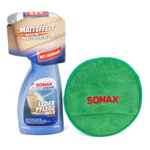 SONAX 02547410 XTREME Aktions Set Lederpflegemilch Lederpflege + Microfaser PflegePad