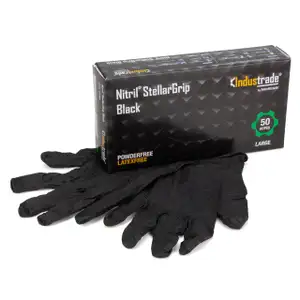 50x Größe 9 / L Nitril StellarGrip Handschuhe Schutzhandschuhe Diamantstruktur SCHWARZ