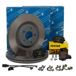 SEBRO Bremsscheiben + TEXTAR Beläge + Wako PORSCHE Macan 95B 17 Zoll PR-1KD/1KE/1KV hinten